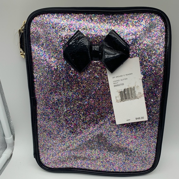 Betsey Johnson silver  glitter iPad tablet case - Picture 1 of 10